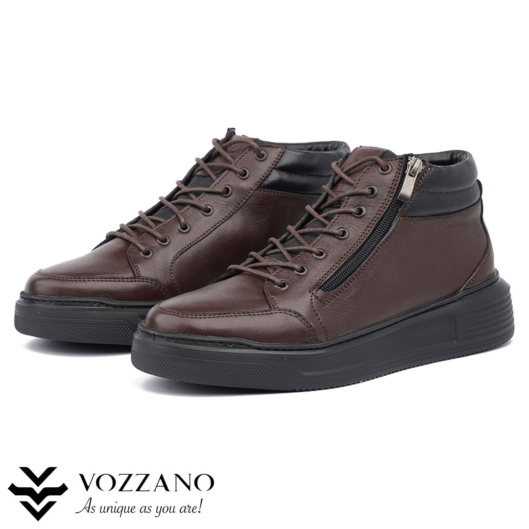 205 - Baskets Montantes en Cuir Véritable – Confort & Style