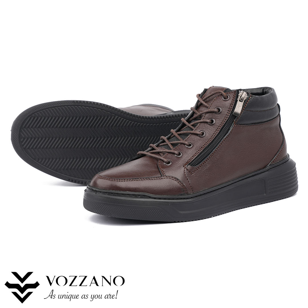 205 - Baskets Montantes en Cuir Véritable – Confort & Style