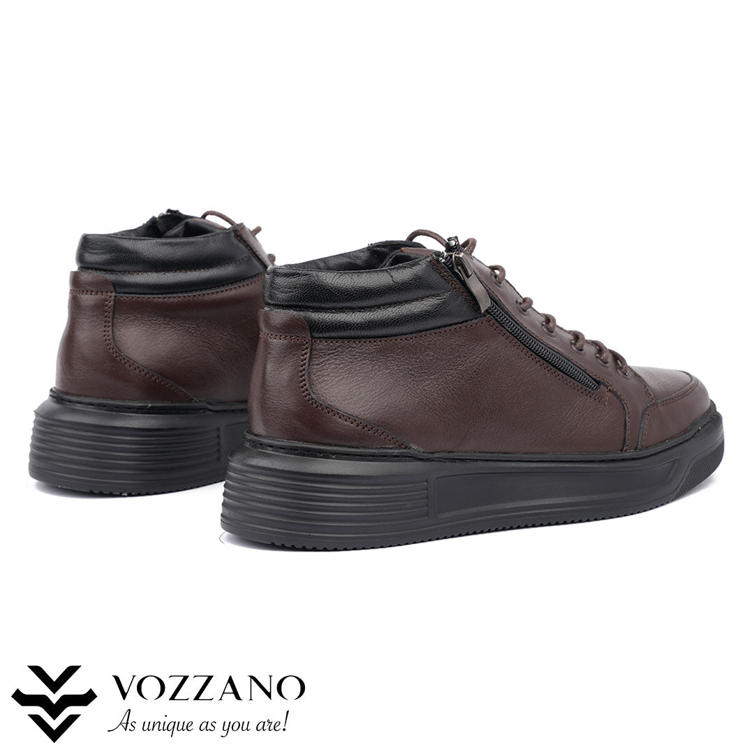 205 - Baskets Montantes en Cuir Véritable – Confort & Style