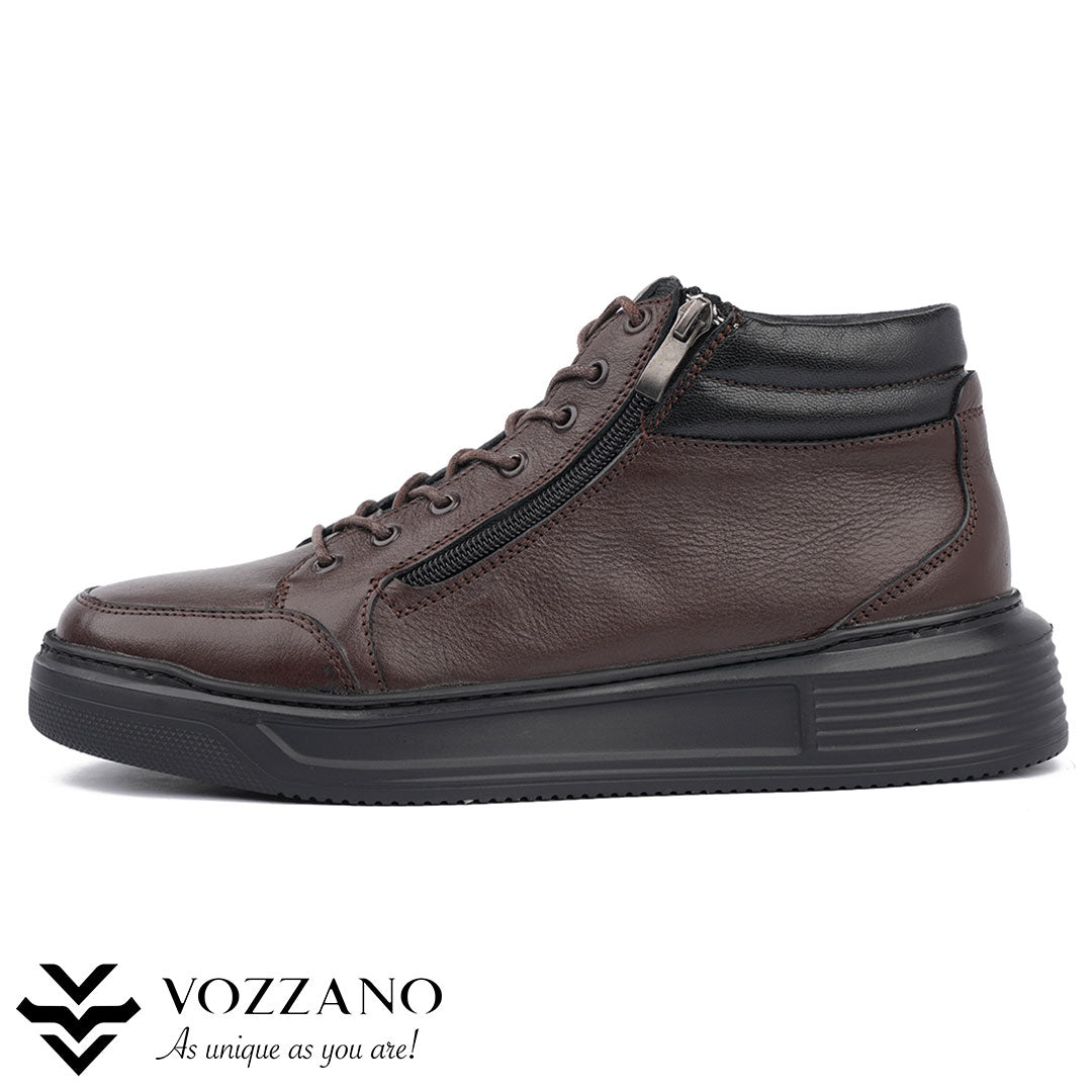 205 - Baskets Montantes en Cuir Véritable – Confort & Style